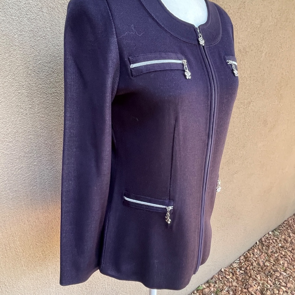 Exclusively Misook Navy Full Zip Rhinestone Embel… - image 3